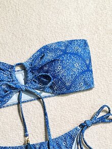 Swim Mod Bộ Bikini Đi Biển Mùa Hè Họa Tiết Cổ Điển Cho Nữ Có Họa Tiết Hỗn Hợp (Mẫu Ngẫu Nhiên) - Màu xanh lam - Xem 4
