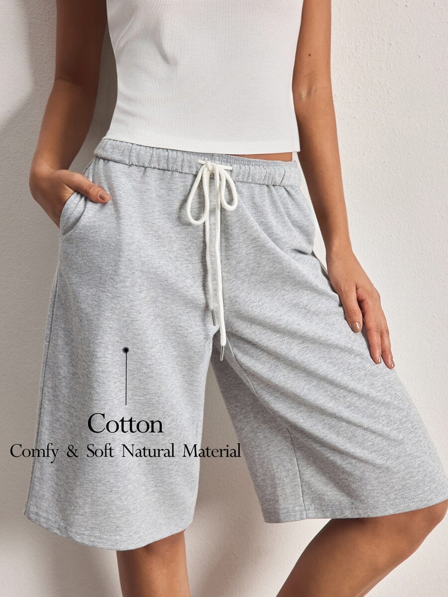 Ocili Women's Drawstring Waist Pockets Casual Versatile Daily Wear Bermuda Shorts - Multicolor - View 1