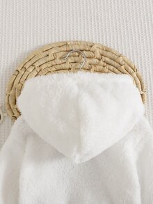 SHEIN 2件組男嬰秋冬休閒端莊風可愛字母刺繡雙面刷毛長袖白色連帽衛衣與海軍藍運動長褲套裝 - 彩色 - 查看 11
