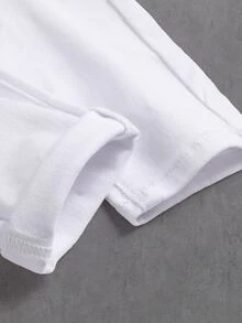 SHEIN Young Boys' Distressed Cotton Ripped Frayed White Denim Slim Fit Overalls,For Kids Boys Fall/Winter Streetwear Outfits,Toddler Jumpsuit,Winter Overall - White - View 7