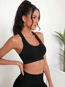 Easithlete Easithlete Bra Olahraga Jala Serbaguna untuk Yoga dan Kebugaran Wanita - Hitam - View 3