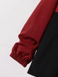 SHEIN 兒童 2 件組青少年男孩休閒運動圖案拼色連帽外套與長褲套裝，適合學校、日常休閒、度假、運動，秋冬穿著 - 彩色 - 查看 4