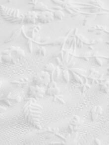 SHEIN ICON Women's Cropped Floral Flocked Camisole - White - View 5