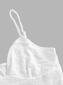 SHEIN ICON Women's Cropped Floral Flocked Camisole - White - View 4