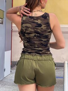 Vivi Wanderley Camouflage Knitted Women's Slim-Fit Tank Top - Multicolor - View 2