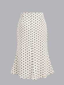 SHEIN MOD Conjunto de vestido elegante sin mangas con cintura ceñida y falda de sirena a lunares para mujer de talla grande, fiesta, vacaciones, vintage, vuelta al colegio, campus, a lunares - Multicolor - Ver 6