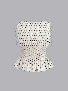 SHEIN MOD Conjunto de vestido elegante sin mangas con cintura ceñida y falda de sirena a lunares para mujer de talla grande, fiesta, vacaciones, vintage, vuelta al colegio, campus, a lunares - Multicolor - Ver 9