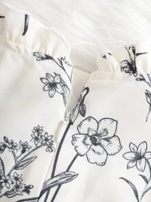 SHEIN 女童編織碎花立領荷葉邊蝴蝶結休閒洋裝 - 彩色 - 查看 7