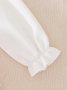 SHEIN Elladie kids 女童皇家藍小翻領雙排扣百褶下擺長袖二合一洋裝，適合日常休閒、優雅可愛、通勤與校園風格 - 淺粉色 - 查看 5