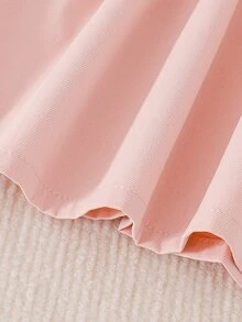 SHEIN Elladie kids 女童皇家藍小翻領雙排扣百褶下擺長袖二合一洋裝，適合日常休閒、優雅可愛、通勤與校園風格 - 淺粉色 - 查看 6