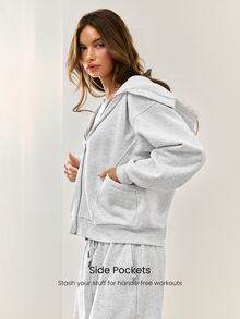 GLOWMODE Everyday Fleece Bundle Up 2合1全拉鍊夾克，附面罩與連帽，臀部長度，日常休閒秋冬穿著 - 黑色 - 查看 5