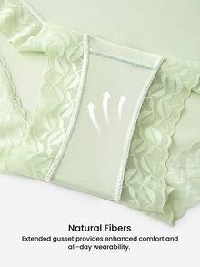 LUVLETTE Plus 3-Pack Set Celana Dalam Wanita Berpinggang Tinggi dengan Hiasan Renda dan Bahan TENCEL™ Modal Model Cheeky - MultiWarna - View 5