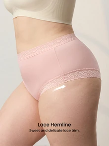 LUVLETTE Plus 3-Pack Set Celana Dalam Wanita Berpinggang Tinggi dengan Hiasan Renda dan Bahan TENCEL™ Modal Model Cheeky - MultiWarna - View 10