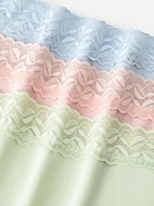LUVLETTE Plus 3-Pack Set Celana Dalam Wanita Berpinggang Tinggi dengan Hiasan Renda dan Bahan TENCEL™ Modal Model Cheeky - MultiWarna - View 9