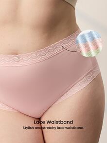LUVLETTE Plus 3-Pack Set Celana Dalam Wanita Berpinggang Tinggi dengan Hiasan Renda dan Bahan TENCEL™ Modal Model Cheeky - MultiWarna - View 11