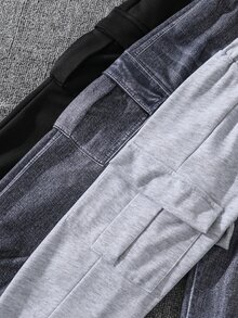 SHEIN Genkimix Kids Young Boy Simple Versatile Cargo Sweatpants 3 Pieces Set - Multicolor - View 4