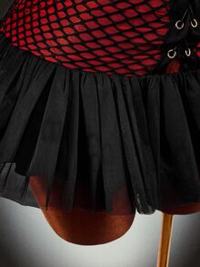 Amplova Halloween Party Gathering Event - Women's Mesh Patchwork Sexy Date Party Mini Dress - Red - View 7