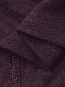 Dazy Plus Solid Color Elastic Fitted Bodycon V-Neck Sexy 3/4 Sleeve Cropped T-Shirt, Spring/Summer - Violet Purple - View 3