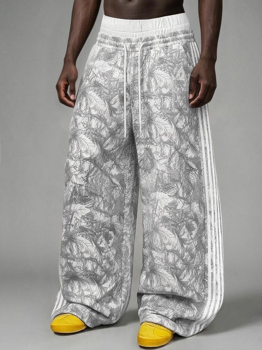 STYNVO Men's Loose Casual Sweatpants With Plant Print And Drawstring Waist - Multicolor - View 1