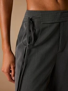 Opulessa Women's Solid Color Casual Versatile Daily Wear Wide Leg Long Pants Office Work Gray Autumn - Dark Grey - View 6