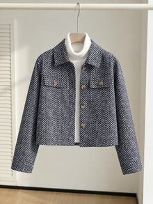 SHEIN Tween Girl Fall Clothes Jacket, Fall Winter, Outdoor, Back To School, Holiday Outfits, Casual, Comfortable - Black - View 3