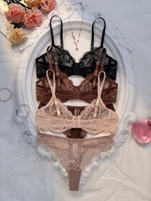 Crystal Vow 6pcs/Set Women Lace Underwire Soft Cup Comfortable Bra Set - Multicolor - View 4