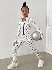 Tween Girl Tween Girls Black & White Print Knit Sports Cardigan & Long Pants Set 2pcs Casual Halloween Fall Style Christmas Winter - White - View 1
