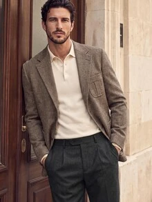 Suiteron Men's Fashionable Formal Single-Breasted Lapel Neck Blazer Suit, Ceremony - Camel - View 6