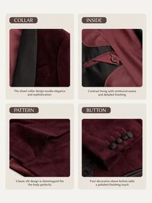 Suiteron Men's Single Button Casual Versatile Commuter Business Long Sleeve Blazer, Formal - Purple - View 6