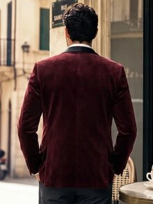 Suiteron Men's Single Button Casual Versatile Commuter Business Long Sleeve Blazer, Formal - Purple - View 2