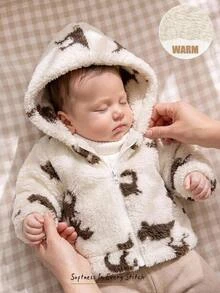 Cozy Pixies Newborn Baby Boy Baby Girl Cartoon Dinosaur Animal Pattern Fleece Lined Thick Zipper Long Sleeve Winter Jacket Versatile Comfortable - Beige - View 11