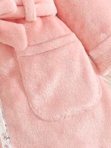 Cozy Pixies Baby Girl Casual Daily Home Wear Printed Hooded Loungewear Autumn Winter - Baby Pink - View 5