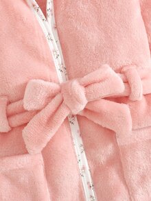 Cozy Pixies Baby Girl Casual Daily Home Wear Printed Hooded Loungewear Autumn Winter - Baby Pink - View 3