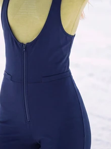 In My Nature Women's Casual Versatile Ski Suit One-Piece Flared Leg Pants - Blue - View 6