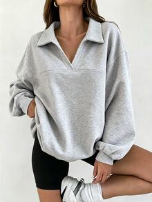 Lalippa Women's Loose Split Zip-Up Hoodie,Graduation,Teacher,Back To School Pullover Fall - Light Grey - View 6