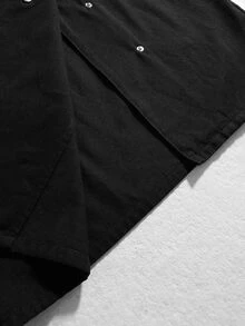 ROMWE MEN Street Life Men's Fashion Button Long Sleeve Jacket Streetwear Casual - Black - View 7