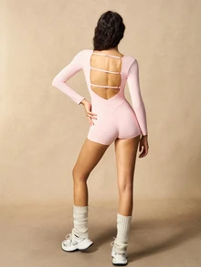 VARSIVA Women's Versatile Fashion Square Neck Athletic Romper - Pink - View 15