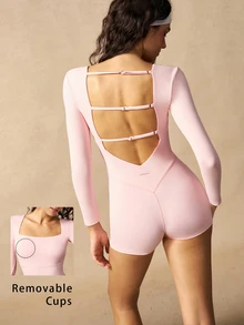 VARSIVA Women's Versatile Fashion Square Neck Athletic Romper - Pink - View 5