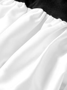 SHEIN MOD Plus Size Women's Summer Black & White Contrast Tank Mini Dress, Welcome Dress, Party Dress, Birthday Dress,Christmas Fall/Summer - Black and White - View 3