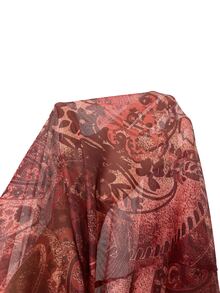 SHEIN ICON 女款大尺碼佩斯利花紋紅色繫帶不對稱下擺上衣 秋季 - 紅色 - 查看 10