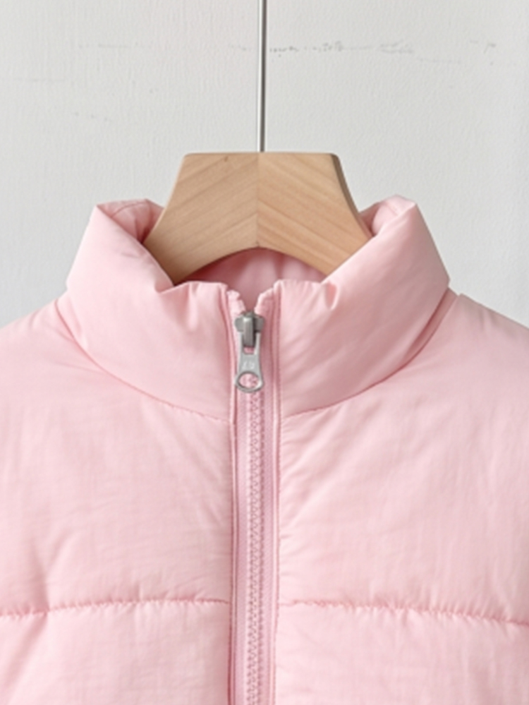 Elladie kids Girls Pink Thick Padded Coat, 3D Big Bow Stand Collar Jacket, Sweet Cute, Match Pleated Skirt Leggings, Daily School Family Gathering Autumn Winter - Pink - View 7