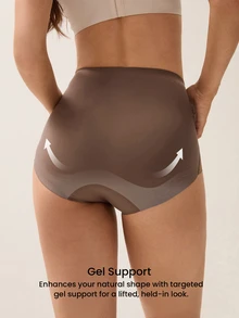 LUVLETTE One-Piece Plus Size High-Rise Seamless Fit Body Shaping Briefs Shapewear - Coffee Brown - View 3