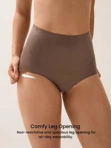 LUVLETTE One-Piece Plus Size High-Rise Seamless Fit Body Shaping Briefs Shapewear - Coffee Brown - View 4