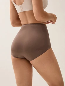 LUVLETTE One-Piece Plus Size High-Rise Seamless Fit Body Shaping Briefs Shapewear - Coffee Brown - View 6