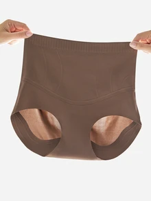 LUVLETTE One-Piece Plus Size High-Rise Seamless Fit Body Shaping Briefs Shapewear - Coffee Brown - View 12