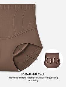 LUVLETTE One-Piece Plus Size High-Rise Seamless Fit Body Shaping Briefs Shapewear - Coffee Brown - View 9