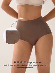 LUVLETTE One-Piece Plus Size High-Rise Seamless Fit Body Shaping Briefs Shapewear - Coffee Brown - View 13
