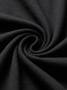 SHEIN Plus Size Women Casual Black Solid Color Round Neck Long Sleeve Short T-Shirt Dress - Black - View 5