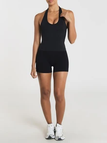 11SKNDS High-Waist Ribbed Knit Cycling Shorts With Scrunch Back Detail And Tummy Control Waistband Sweat-Wicking, Stretchy, Quick-Dry & Sculpting, For Gym Workout Fitness Yoga Pilates Studio, Running, Training & Hy-Rox - Black - View 6