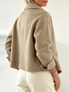 Yalmera Ladies' Fine-Woven Elegant Casual Fall-Winter Wool Fabric - Khaki - View 2
